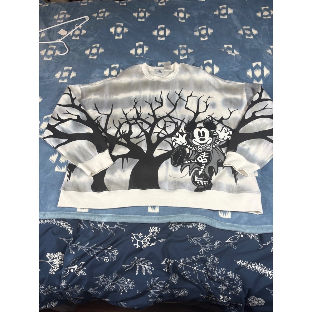 Disney Mickey Mouse Halloween Skeleton Vampire Tie Dye Sweatshirt Mens Large